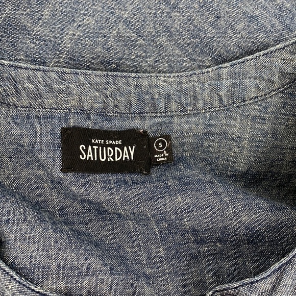 Kate Spade Saturday chambray denim cotton romper shorts button jumpsuit blue S - Picture 4 of 4
